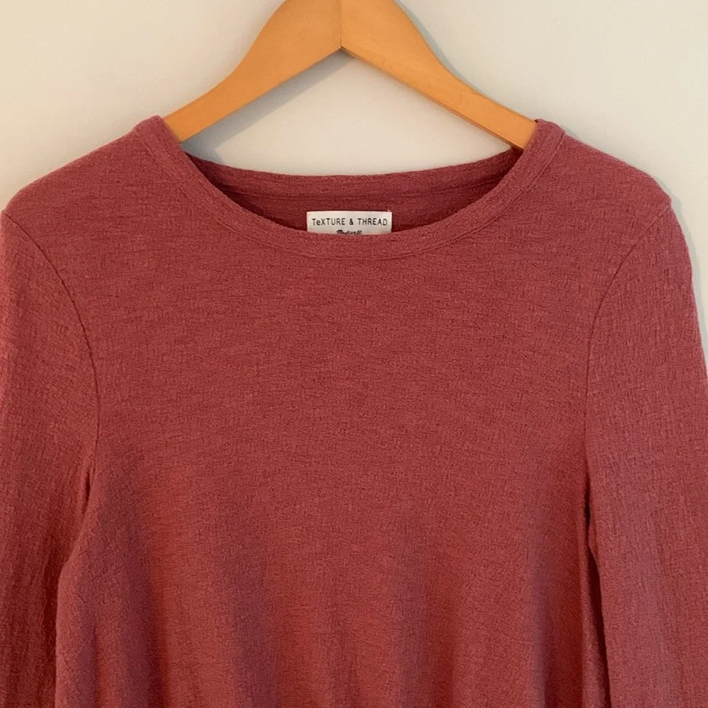 Madewell Texture & Thread Smocked Bell Sleeve Top Size Medium Autumn Berry